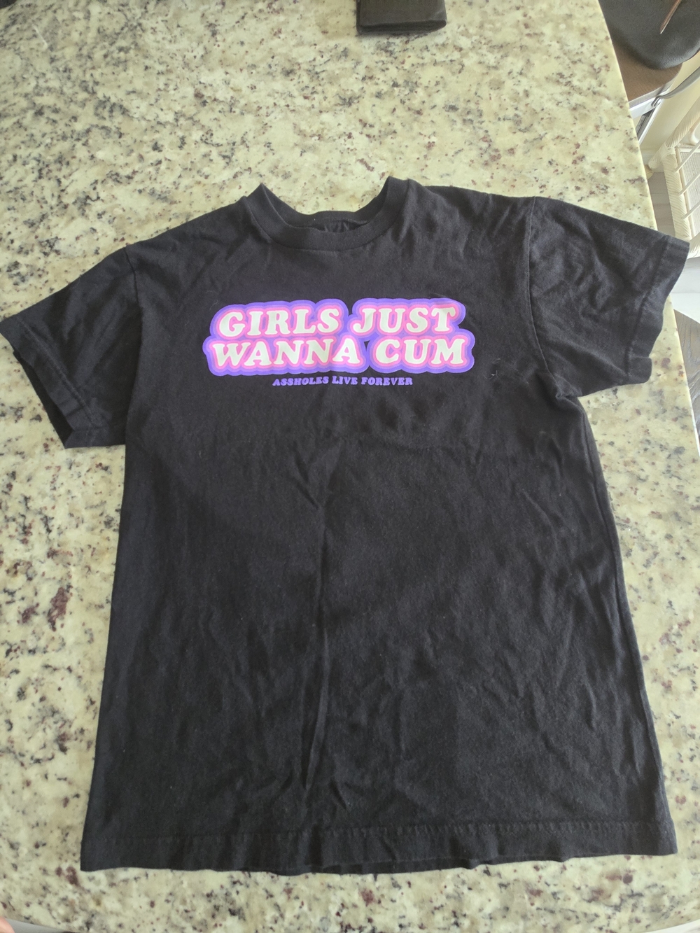 Assholes Live Forever Girls Just Wanna Cum Graphic Tee Black Medium